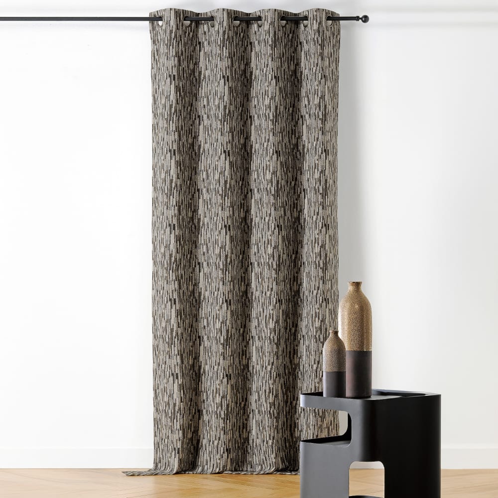 Rideau design aquarelle coton/polyester gris 140x240 cm