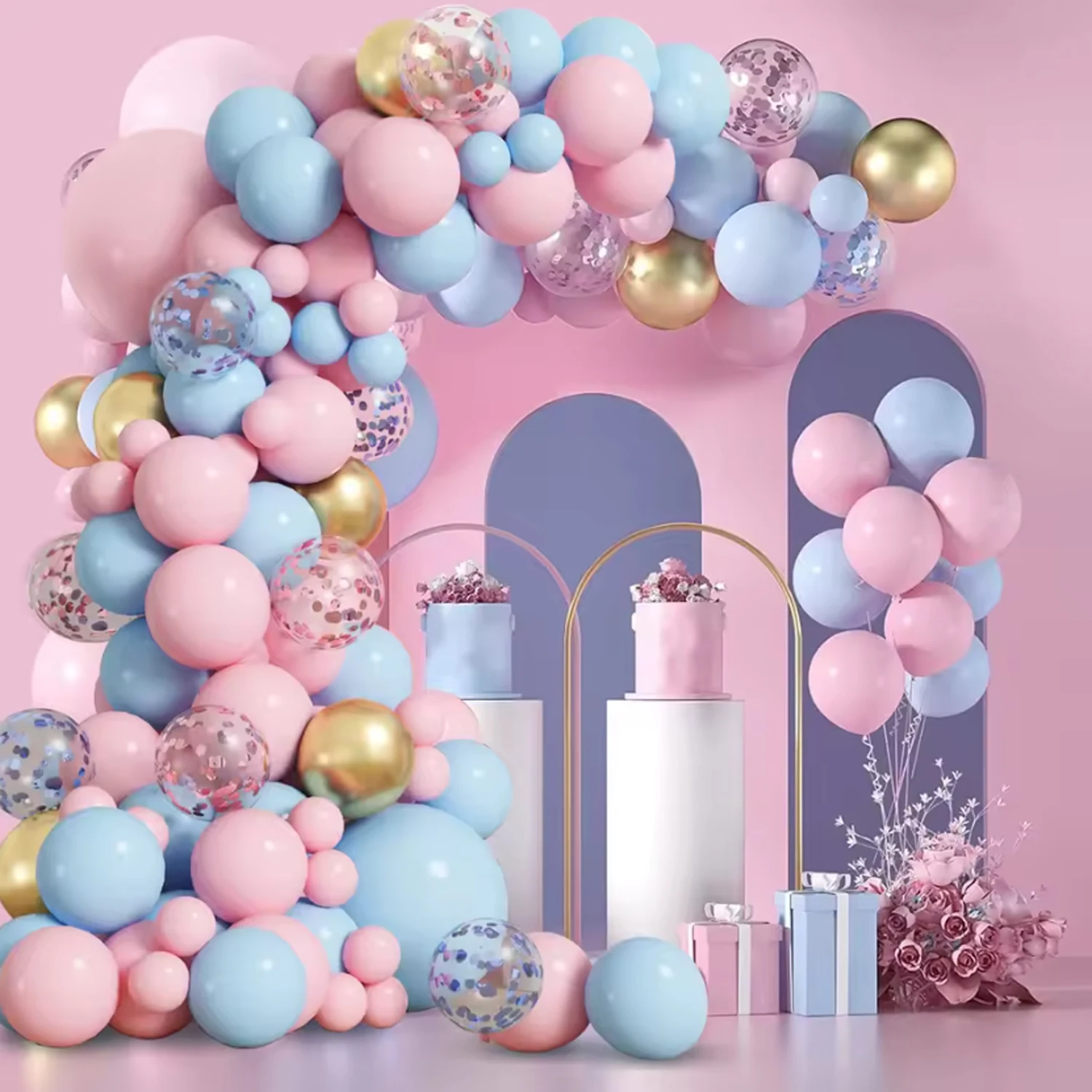 Rosa blaue Ballon Girlande Bogen Kit Geburtstag Party Dekoration Kinder Baby Dusche Junge oder Mädchen Latex Ballon Hochzeit Geburtstag Suppiles Image