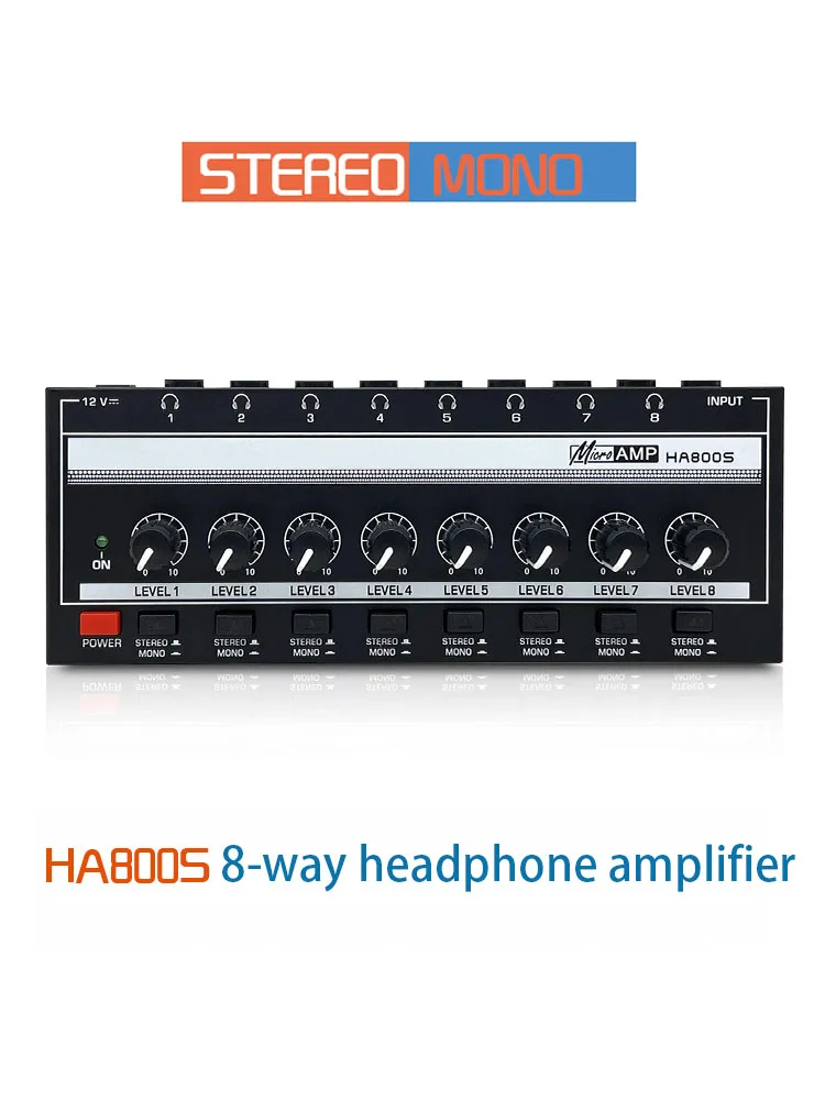 HA800 8 Channel Headphone amplifier Audio Stereo Amp Microamp Amplifier for Music Mixer Recording Ultra-Compact Sound amplifier