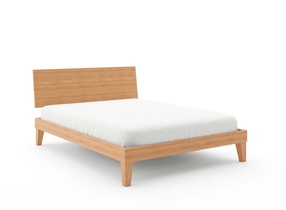 Lit avec tête de lit pleine en bois massif 160x200 Hêtre