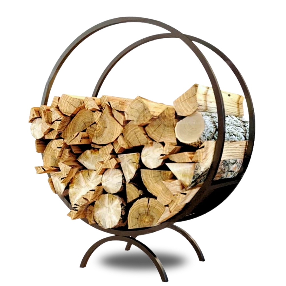 DELUKE® Brennholzregal innen Metall FUSI | Rund, Schwarz | Kaminholzständer Feuerholzregal Kaminholzhalter Holzständer Holzhalter innen Holzlager Image