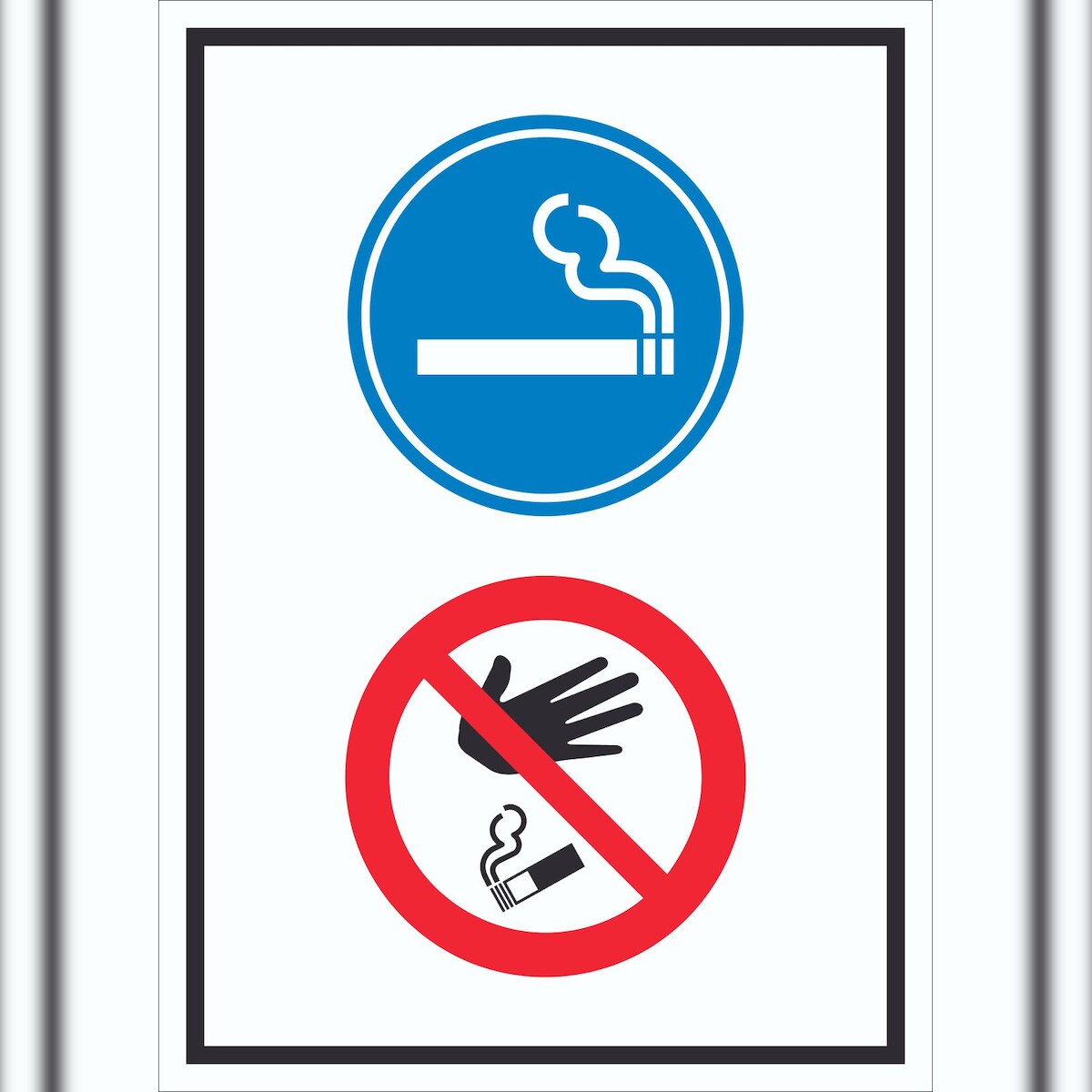 HB-Druck Schild Raucherbereich Boden verboten Symbol hochkant A1 Rückseite selbstklebend Image
