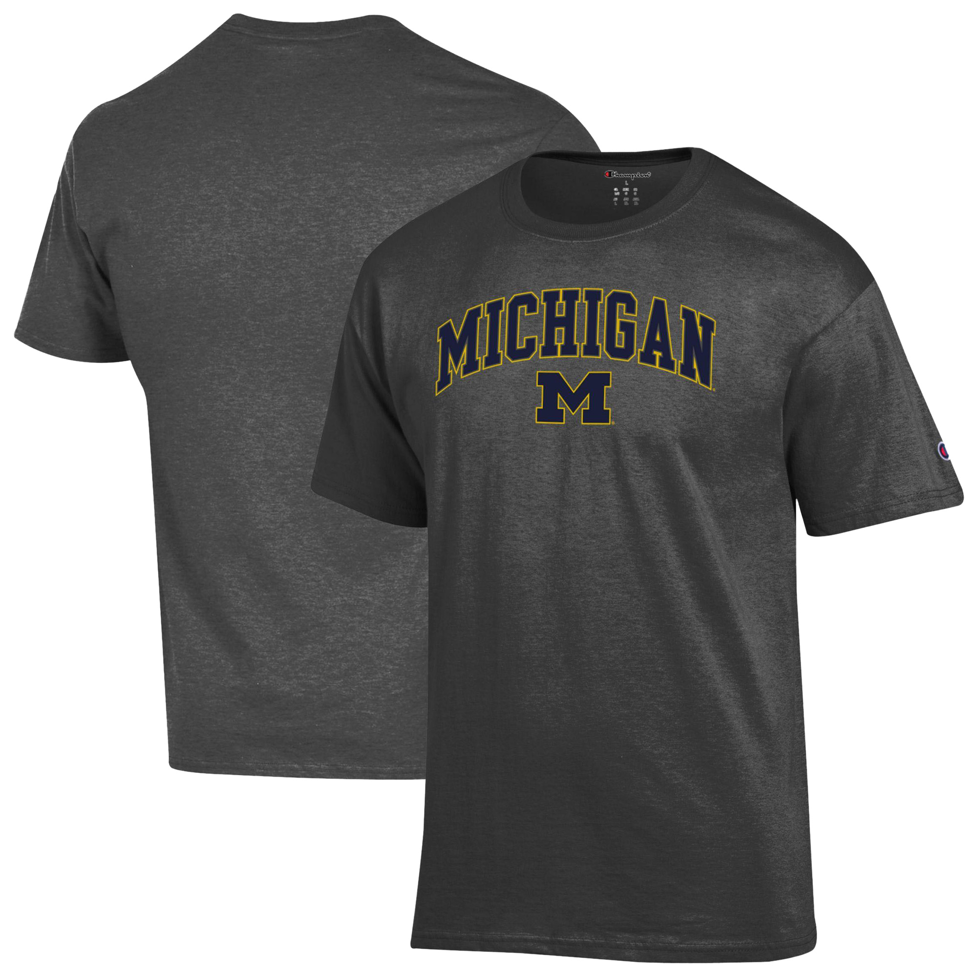 Anthrazitfarbenes Michigan Wolverines Arch Over Logo-T-Shirt von Champion für Herren Image