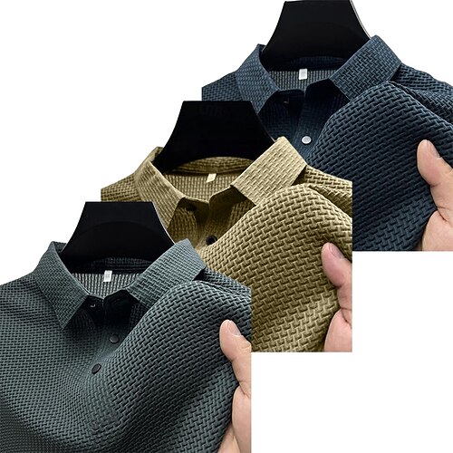 3tlg Herren Poloshirts Golfshirt Casual Urlaub Klassisch Kurzarm Mode Basic Einfarbig 3er Multipack Sommer Alle Jahreszeiten Regular Fit Image