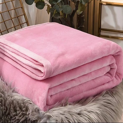 Flanell-Decke aus Korallenfleece, weiche Plüsch-Überwurfdecke für Bett, Sofa oder Nickerchen im Büro, dicke Sommerbettdecke, leichte Handtuchdecke Image