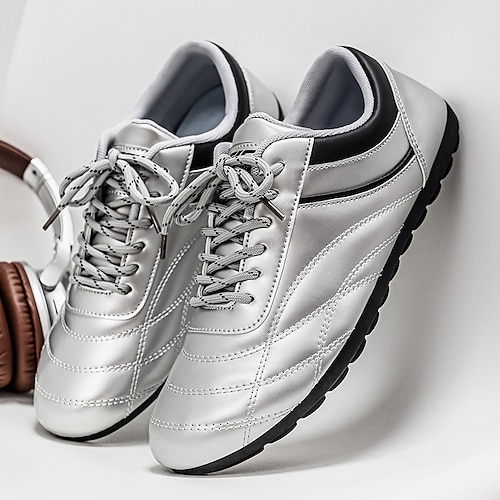 Silberne Laufschuhe für Herren – elegantes Metallic-Design, bequem für den Alltag und sportliche Aktivitäten, ideal für einen aktiven Lebensstil Image