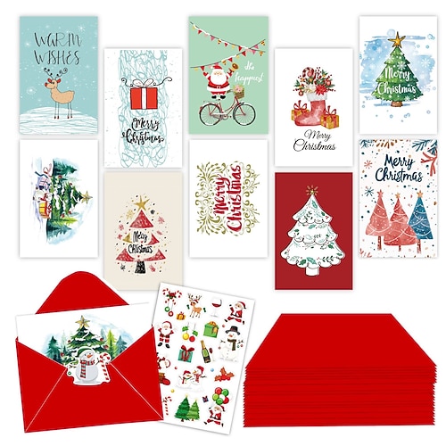 Weihnachtskarten-Set, faltbare Weihnachtskarten mit Umschlägen, selbstgemachte handgeschriebene Grußkarten, festliches Briefpapier für saisonale Wünsche und Nachrichten Image
