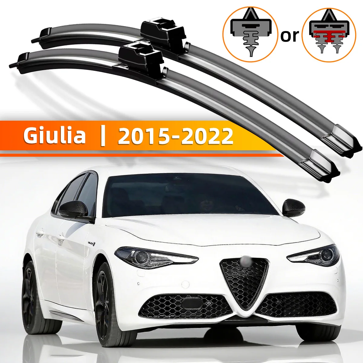 2PCS Frontscheibenwischer Geeignet Für Alfa Romeo Giulia 2015-2022 Windschutzscheibe Fenster Zubehör 2016 2017 2018 2019 20202021 Image