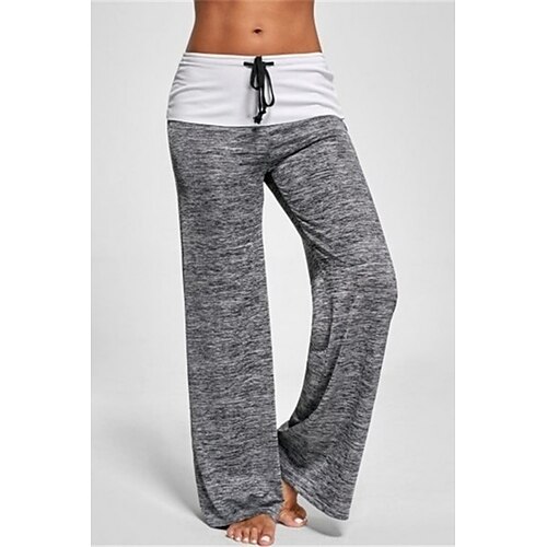 Damen Jogginghose Hose Freizeithose Palazzo-Hose Urlaub Mode Streetwear Volle Länge Hohe Taille Einfach Kordelzug Elastischer Bund Gerader Schnitt Komfort Weich Atmungsaktiv Dehnbar Outdoor Yoga Image