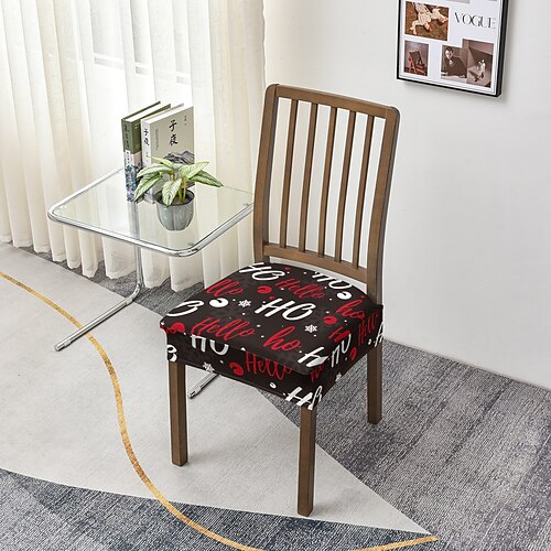 Weihnachtlicher geometrisch bedruckter Bürostuhlbezug / Hockerstuhlbezug, Stretch-Polyester-Schonbezüge für die Heim- oder Bürodekoration Image