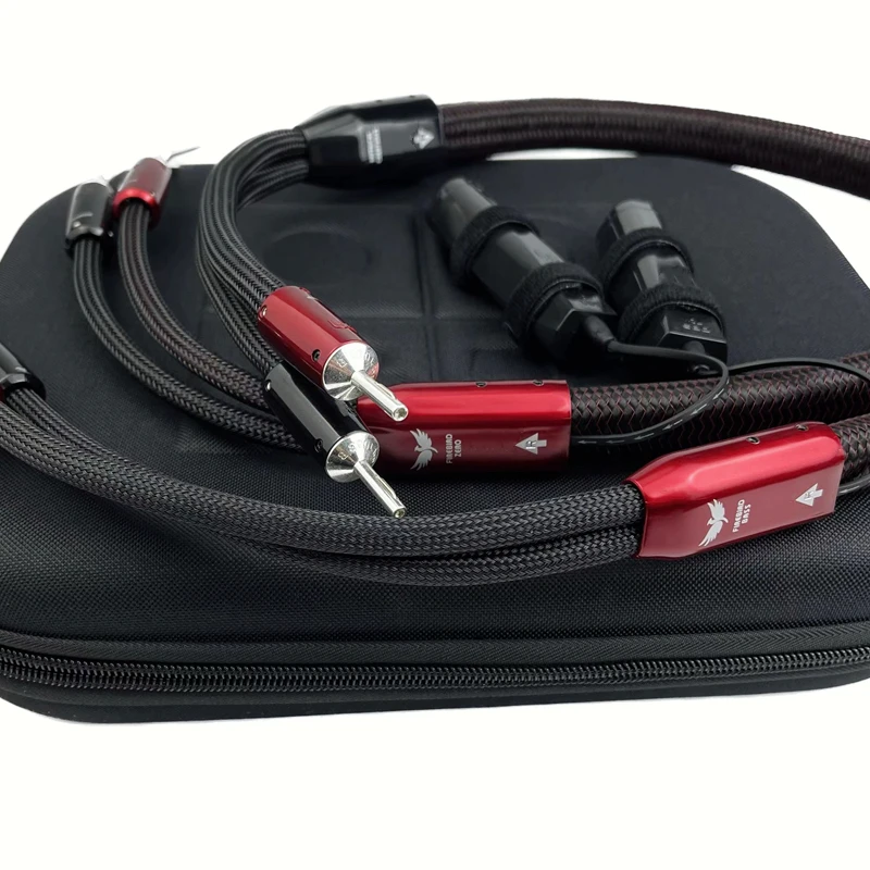 Paar FireBird Full-Range-Lautsprecherkabel Bananenstecker Zero & Bass PSS Silber HiFi-Audioverstärker Biwire-Lautsprecherkabel Image