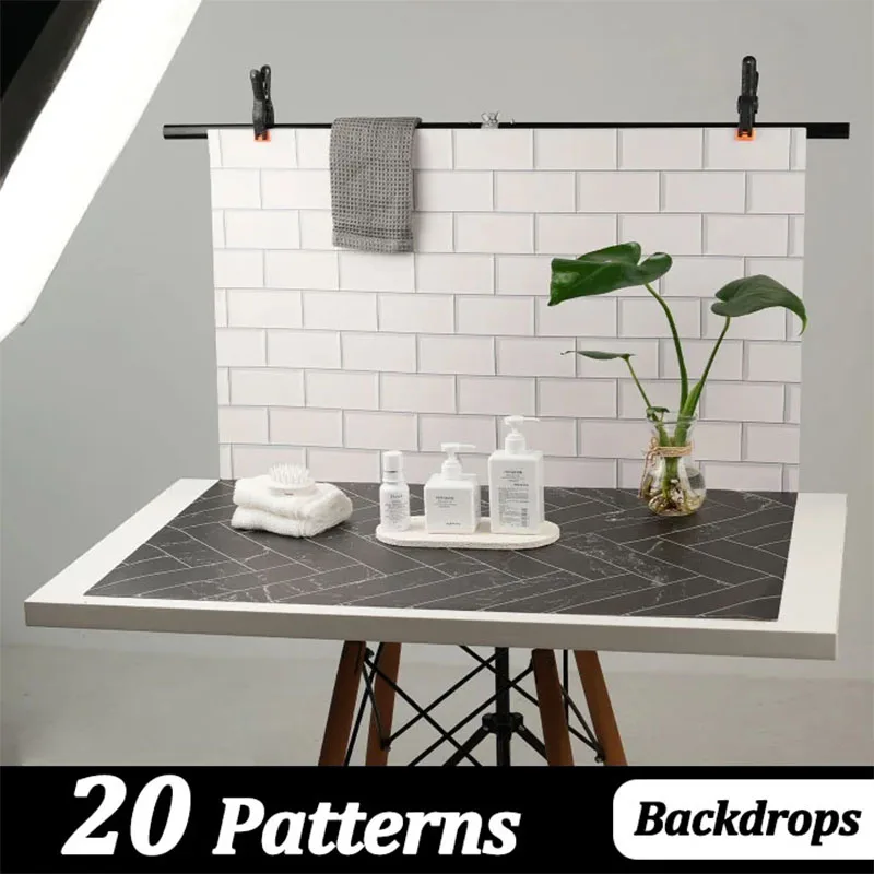 Holzmaserung Fotografie-Hintergründe 57 * 87 cm 2-seitiger Marmor-Fotohintergrund Requisiten Studio wasserdichte Produkte Fotografie-Tapete Image