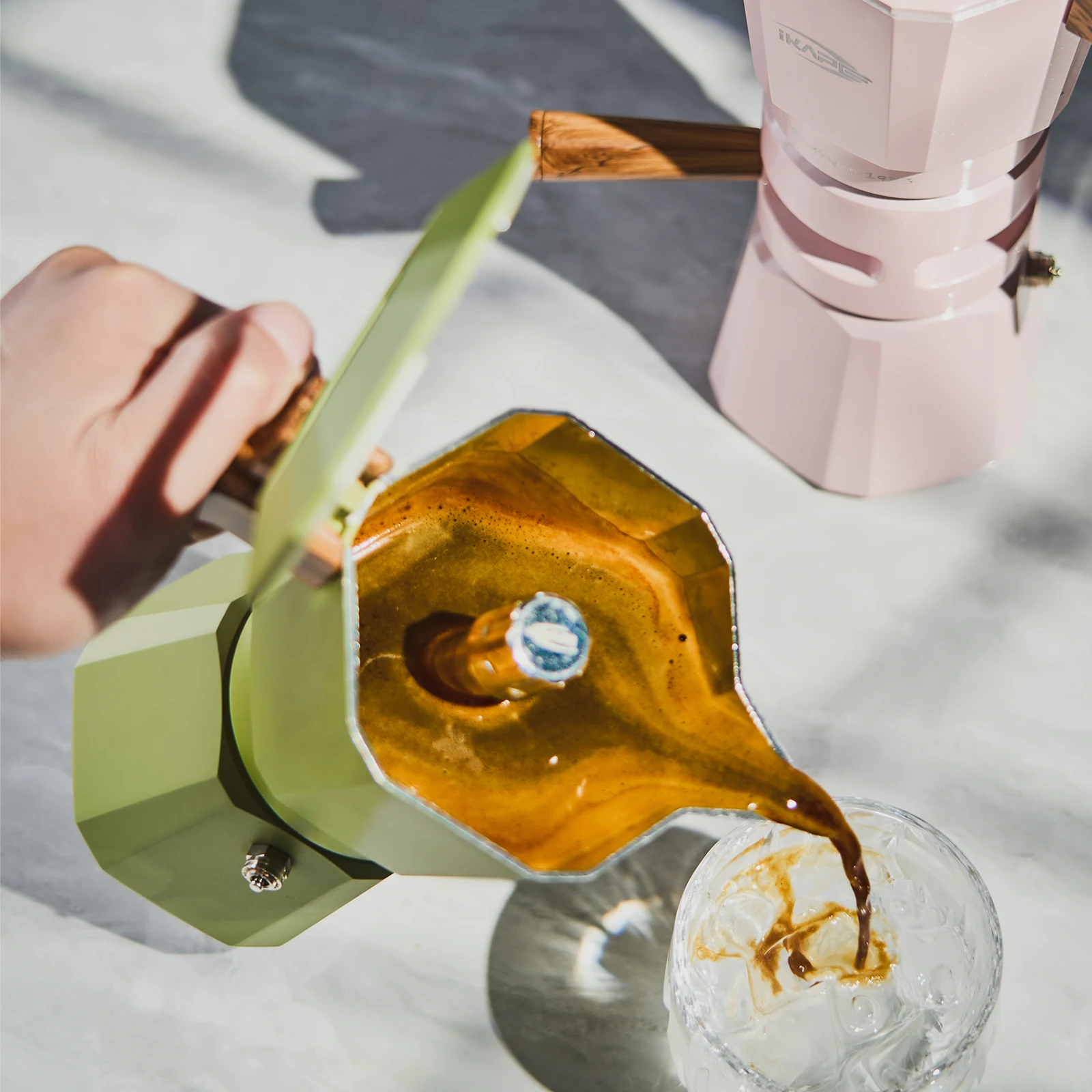 IKAPE Espresso-Moka-Kanne, mit kontrollierbarer Temperatur-Kaffeemaschine, Espresso-Kaffeemaschine, Küchenutensilien