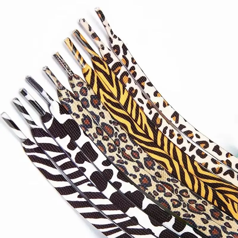 Flache Schnürsenkel mit Leopardenmuster, Zebra, Tiger, Schlangenmuster, klassische Schnürsenkel mit Tiermuster, kreative Unisex-Turnschuhe, Segeltuch-Schnürsenkel Image