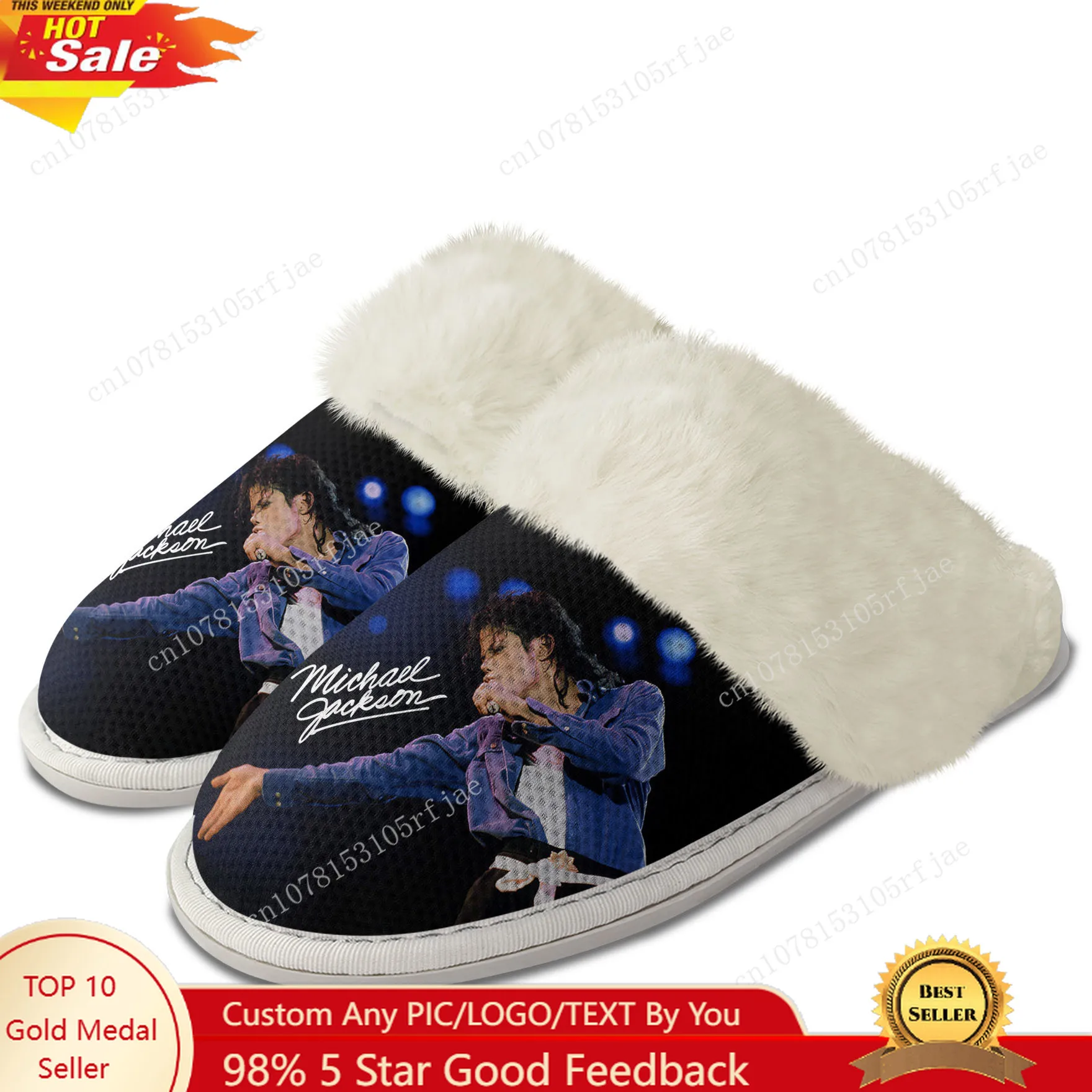 Michael Jackson Plush Slippers Keep Warm Shoes Home Mens Womens Cotton Premium Thermal Lightweight Slipper Customized Shoe