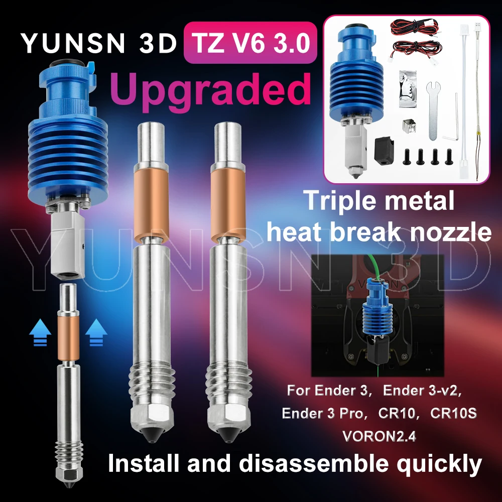 Hochgeschwindigkeits-Druckkopf-Upgrade TZ V6 3.0 Hotend-Kit für Ender 3/3 PRO VORON 2.4 Hi-End-Extruder J-Kopf für Prusa Ender 3 V2/CR10 Image