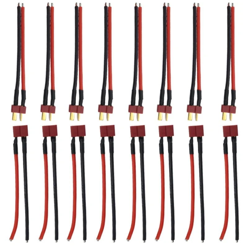 100mm Stecker T Stecker Männlich Weiblich Stecker Verlängerung Silikondraht mit 3,93 Zoll 14AWG Batterieanschlusskabel Großhandel Image