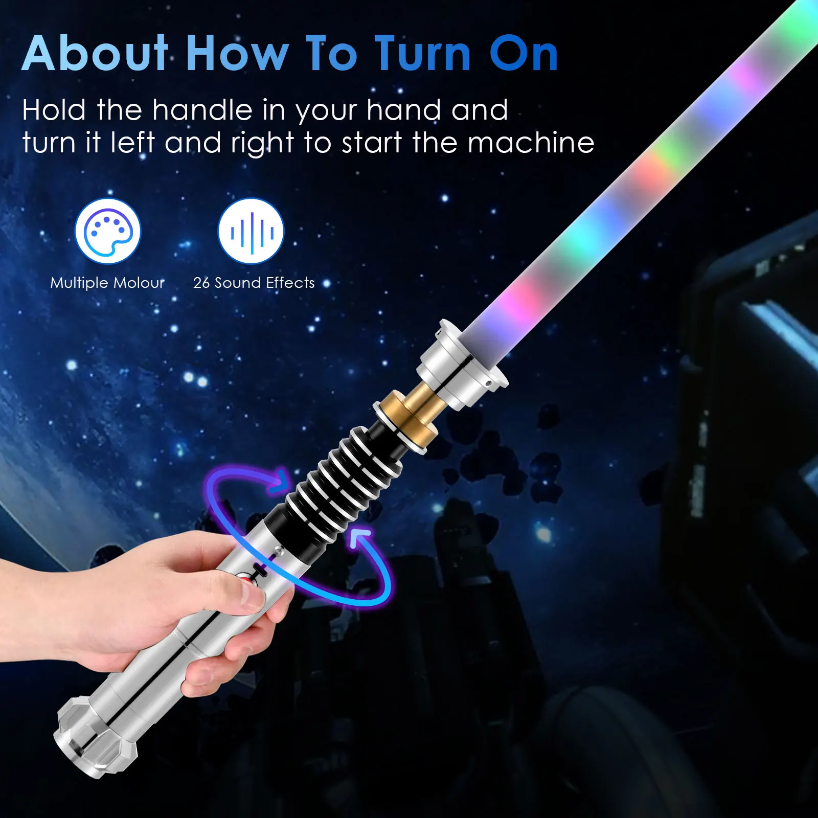 Grenzüberschreitendes Spielzeugschwert, leuchtende RGB-veränderbare Farbe, schalldämmendes fluoreszierendes Kinderspielzeug-Laserschwert, EU-Lager-Geschenk-Requisiten Image