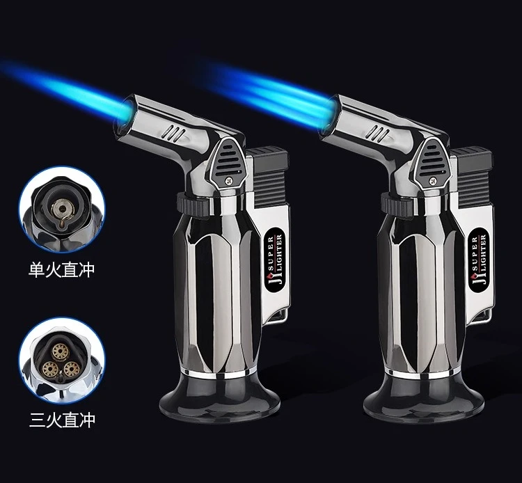 Winddichtes aufblasbares Feuerzeug aus Metall mit drei Düsen, Zigarrenspritzpistolen, Zigarettenzubehör Image