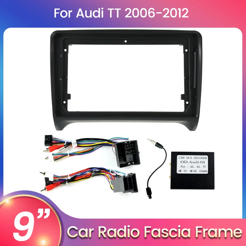 Auto-DVD-Player-Rahmen-Blende für Audi TT MK2 8J 2006–2014 Android 2 DIN Radio Dash Fitting Panel Adapter Canbus Box Decoder Kit