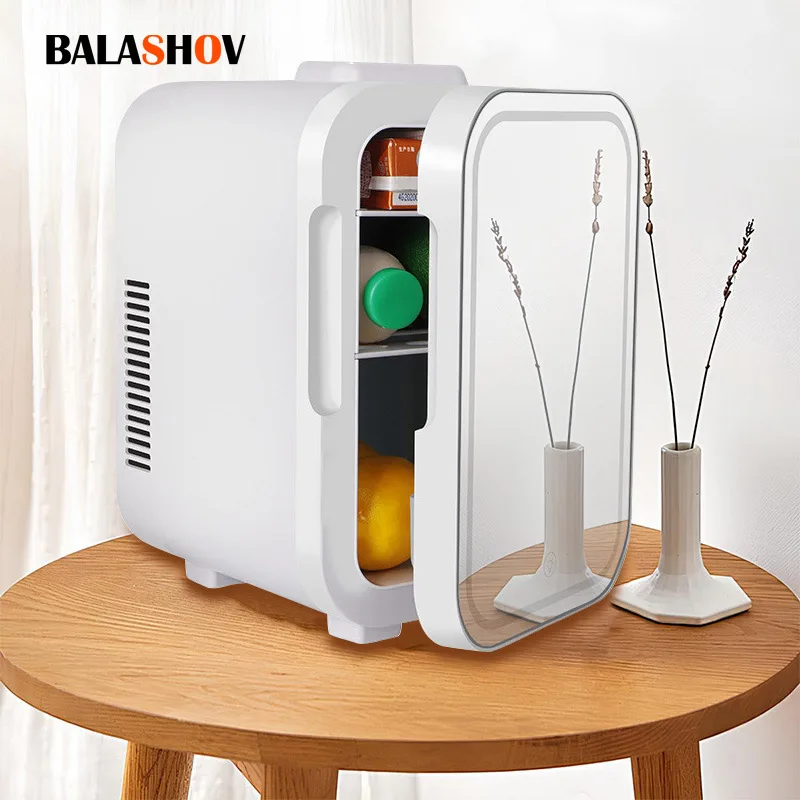 12V/220V Küche Kühlschrank 5L Mini Spiegel Kühlschrank Auto Kompressor Studentenwohnheim Heimgebrauch Picknick Camping Tragbare kühler Image