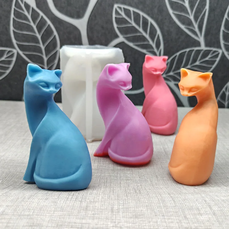 Nordic Aussehende Katze Kerze Silikon Form DIY Handwerk Abstrakte Katzen Aroma Kerze Gips Harz Soja Wachs, Der Form Dekor Image