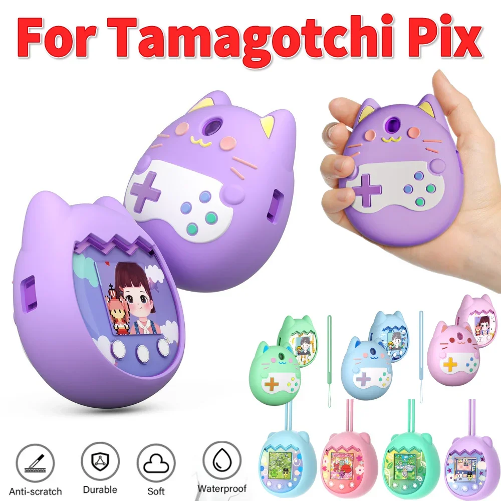 Silikon-Schutzhülle für Tamagotchi Pix Virtual Pet Machine mit Handschlaufe, stoßfeste, weiche Spielekonsolen-Schutzhülle Image