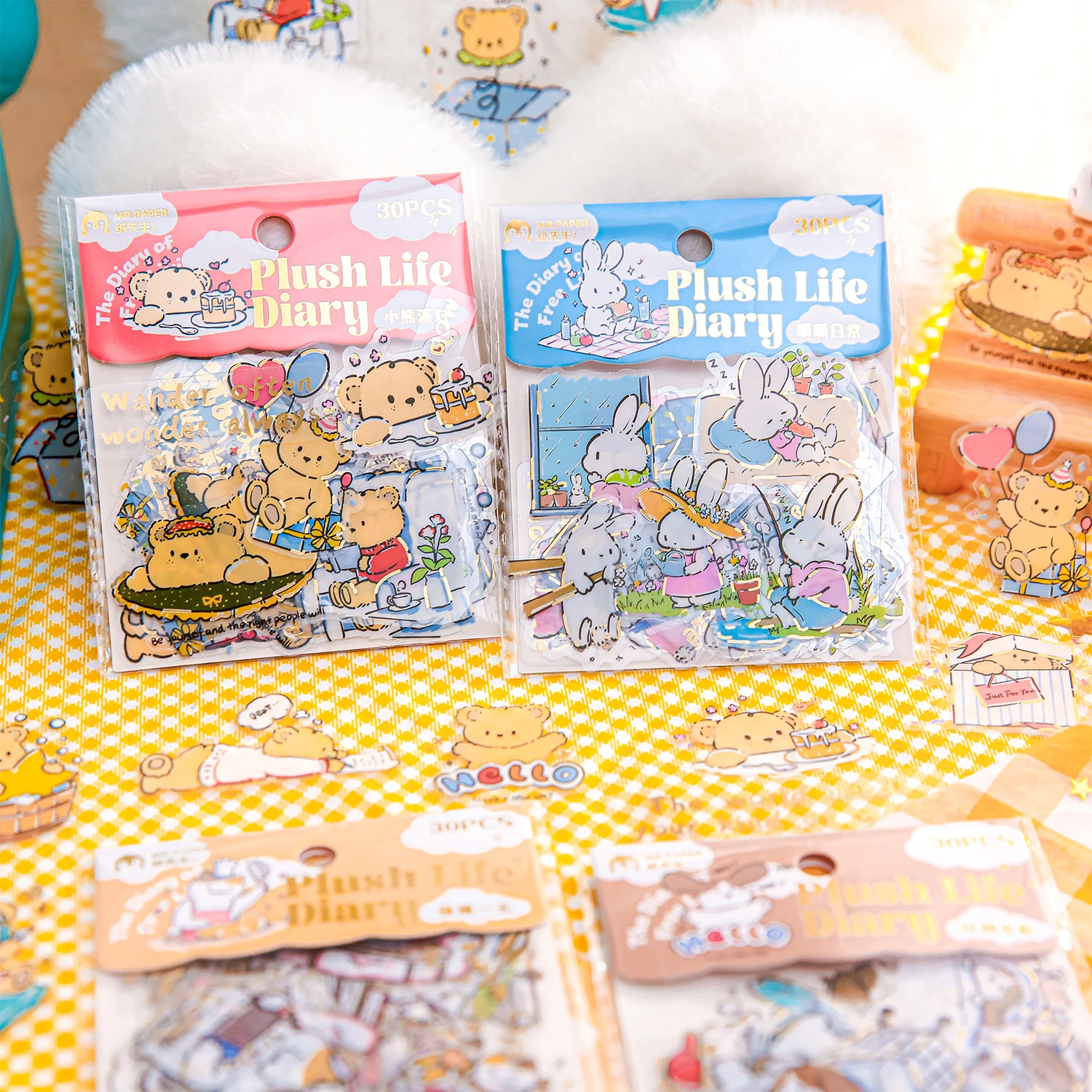30 Blatt süße Kawaii-Tier-Aufkleber für Scrapbook-Tagebuch, DIY, Telefon, Laptop, Notebook, Dekoration, wasserfeste Vinyl-Aufkleber-Etiketten Image