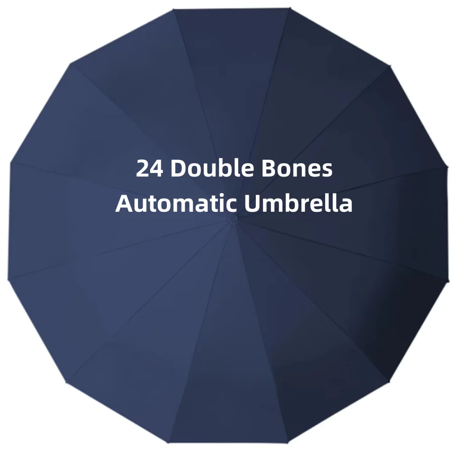 Vollautomatischer Regenschirm, sturmfest, für Regenschirme, windabweisender, faltbarer Regenschirm, 24 Rippen, großer, hochwertiger Schirmständer