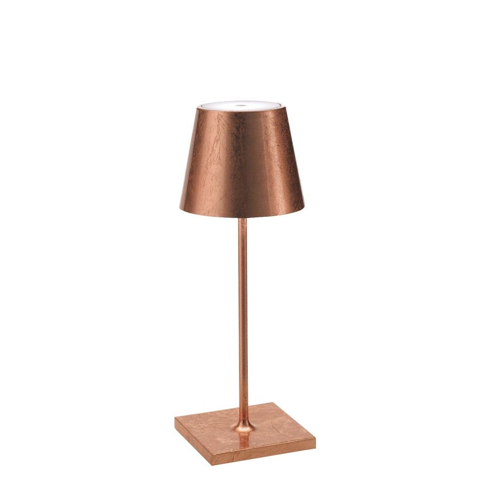 Zafferano Poldina Pro Mini Copper Leaf LED-Tischlampe, wiederaufladbar und dimmbar, mit einer Akkulaufzeit von bis zu 12 Stunden. Image