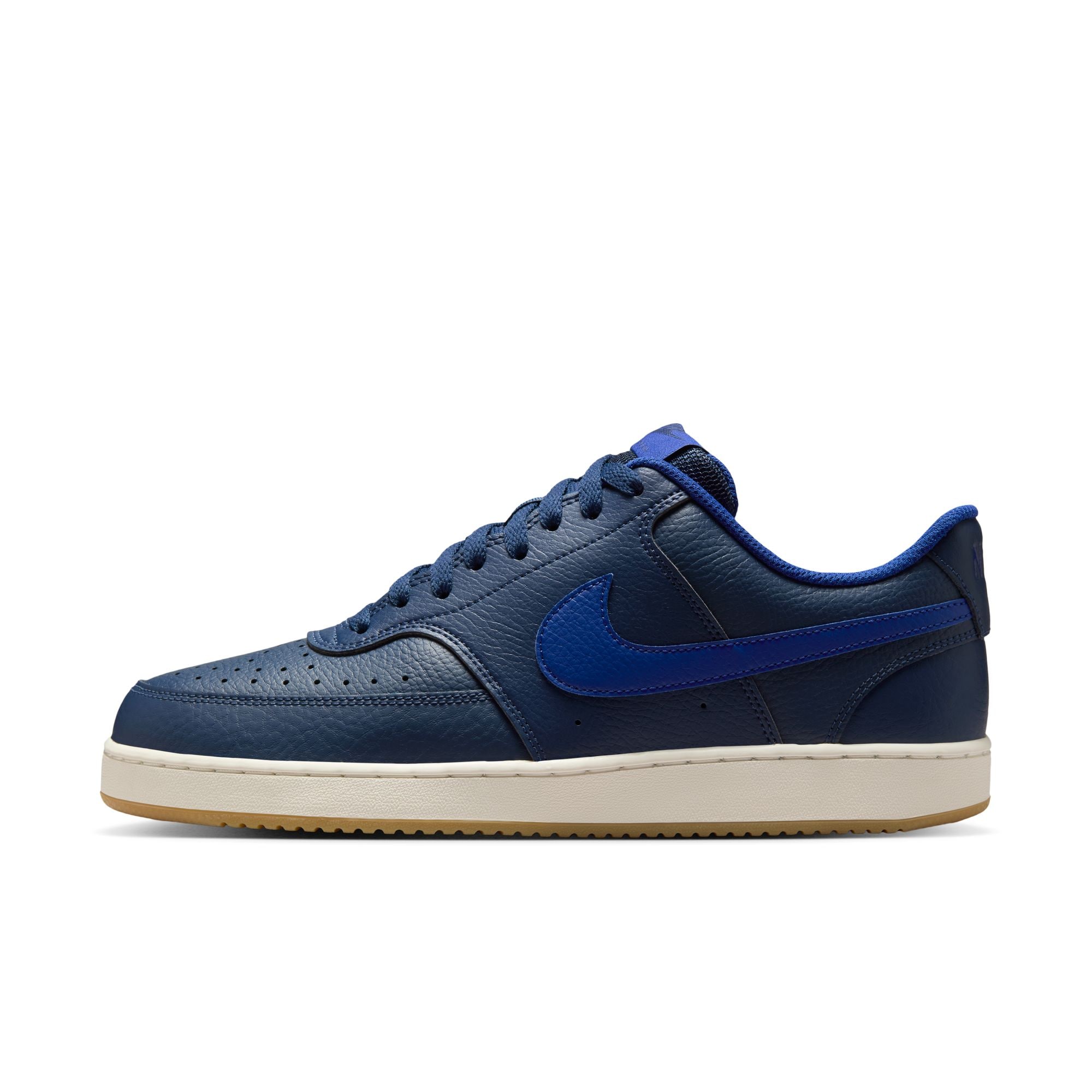Sneaker NIKE SPORTSWEAR "NIKE COURT VISION LO", Herren, Gr. 44, midnight navy, deep royal blau, sail, Leder, Synthetik, Schuhe Sneaker