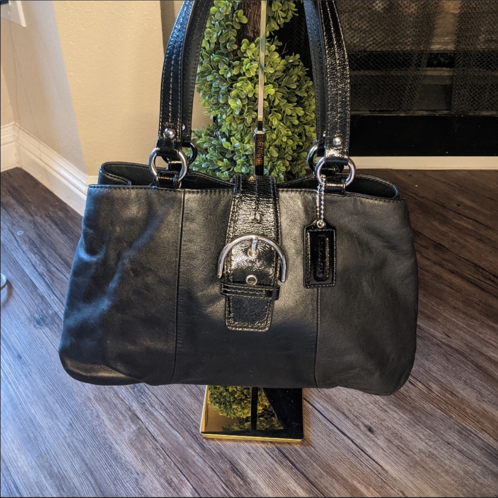 Coach Bags | Y2k Coach Purse | Color: Black/Silver | Size: 14.5 Across And 9 Inches Tall.