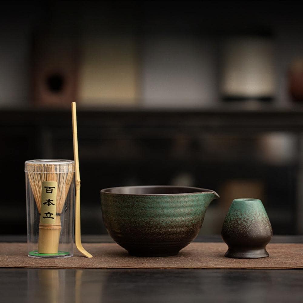 Set giapponese per il Matcha: ciotola in ceramica per il Matcha e frusta in bambù, set per la cerimonia del tè in ceramica fatta a mano, set regalo tr