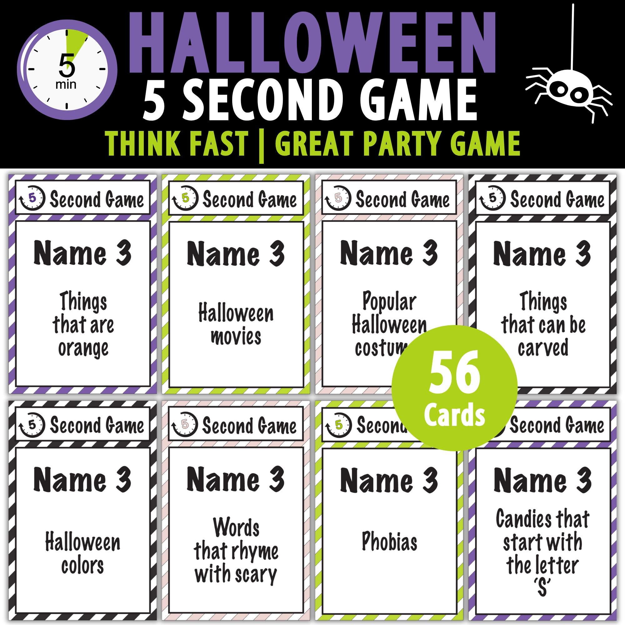 Gioco di Halloween da 5 secondi / Gioco di Halloween per feste in ufficio / Serata di giochi di Halloween in famiglia / Gioco da 5 secondi / Gioco di
