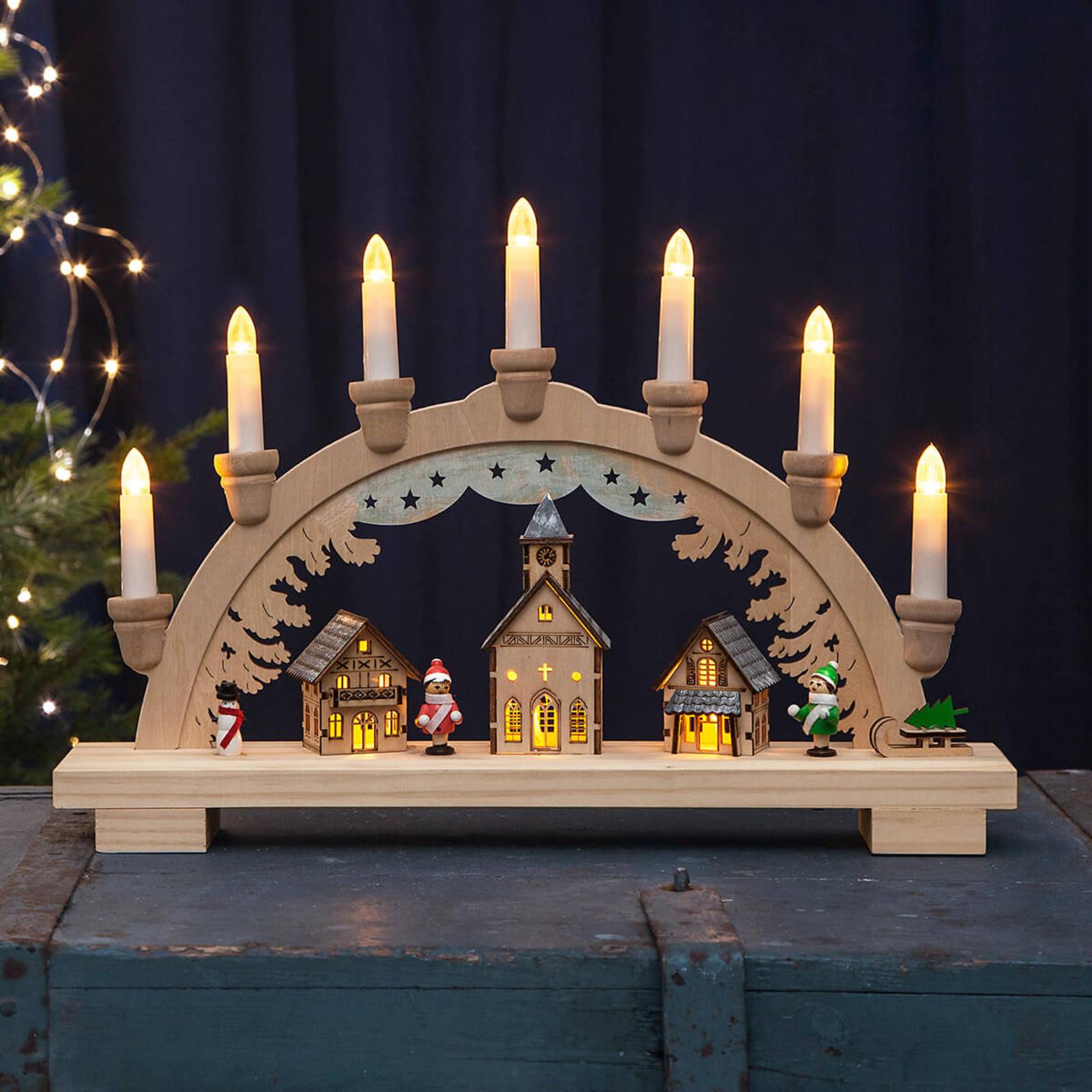 STAR TRADING LED-Schwibbogen Dassel, Holz hell, Holz