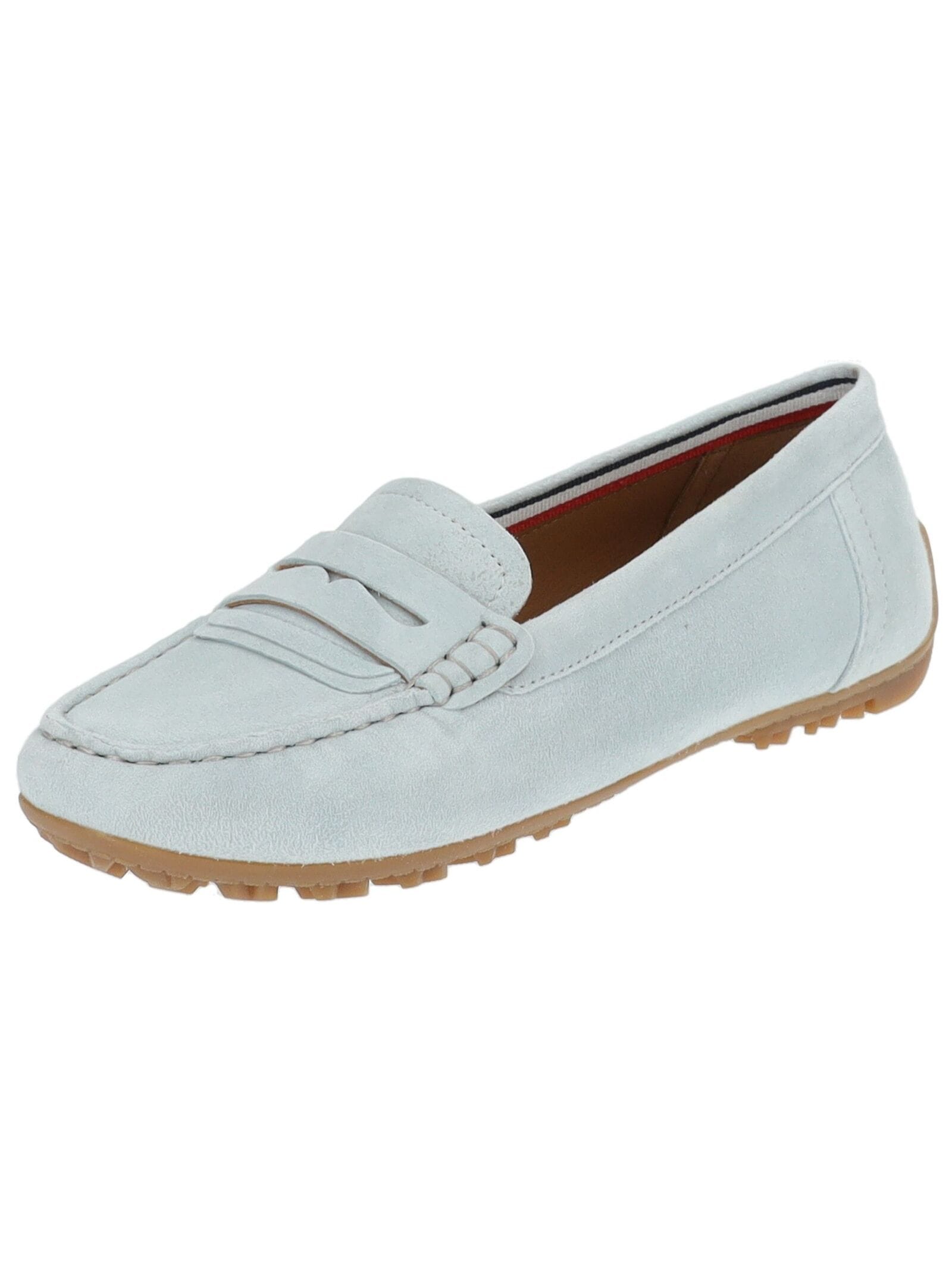 Mokassin GEOX "Geox Mokassin Veloursleder", Damen, Gr. 36, blau (hellblau), Veloursleder, Schuhe Mokassin