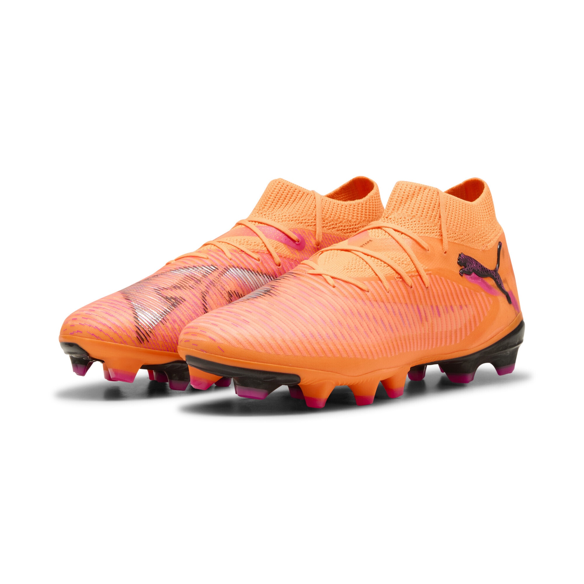 Fußballschuh PUMA "FUTURE 8 PRO FG/AG Fußballschuhe Damen", Damen, Gr. 41, heat fire schwarz ravish orange pink, Obermaterial: Synthetik, Textil; Futter: Synthetik, Textil; Innensohle: Textil; Laufsohle: Synthetik, Schuhe Fußballschuh