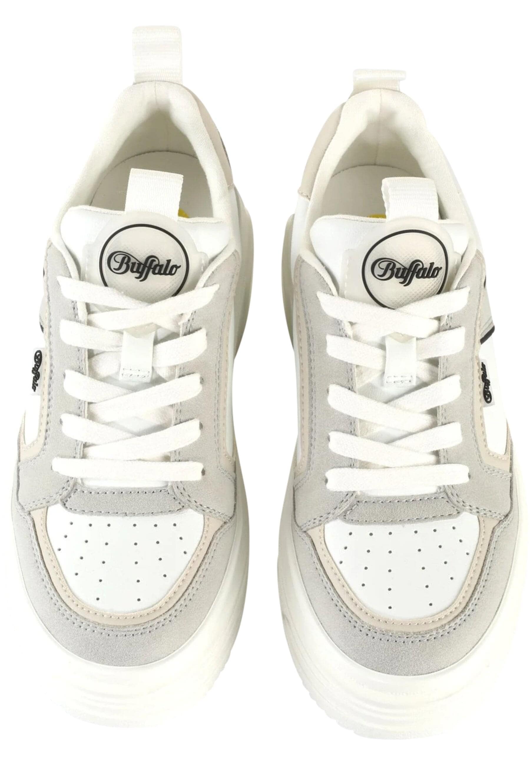 Trainingsschuh BUFFALO "Buffalo Damen Buffalo Vectra Low Vegan Nappa/Nubuck", Damen, Gr. 41, weiß, grau, Kunstfaser, unifarben, Schuhe