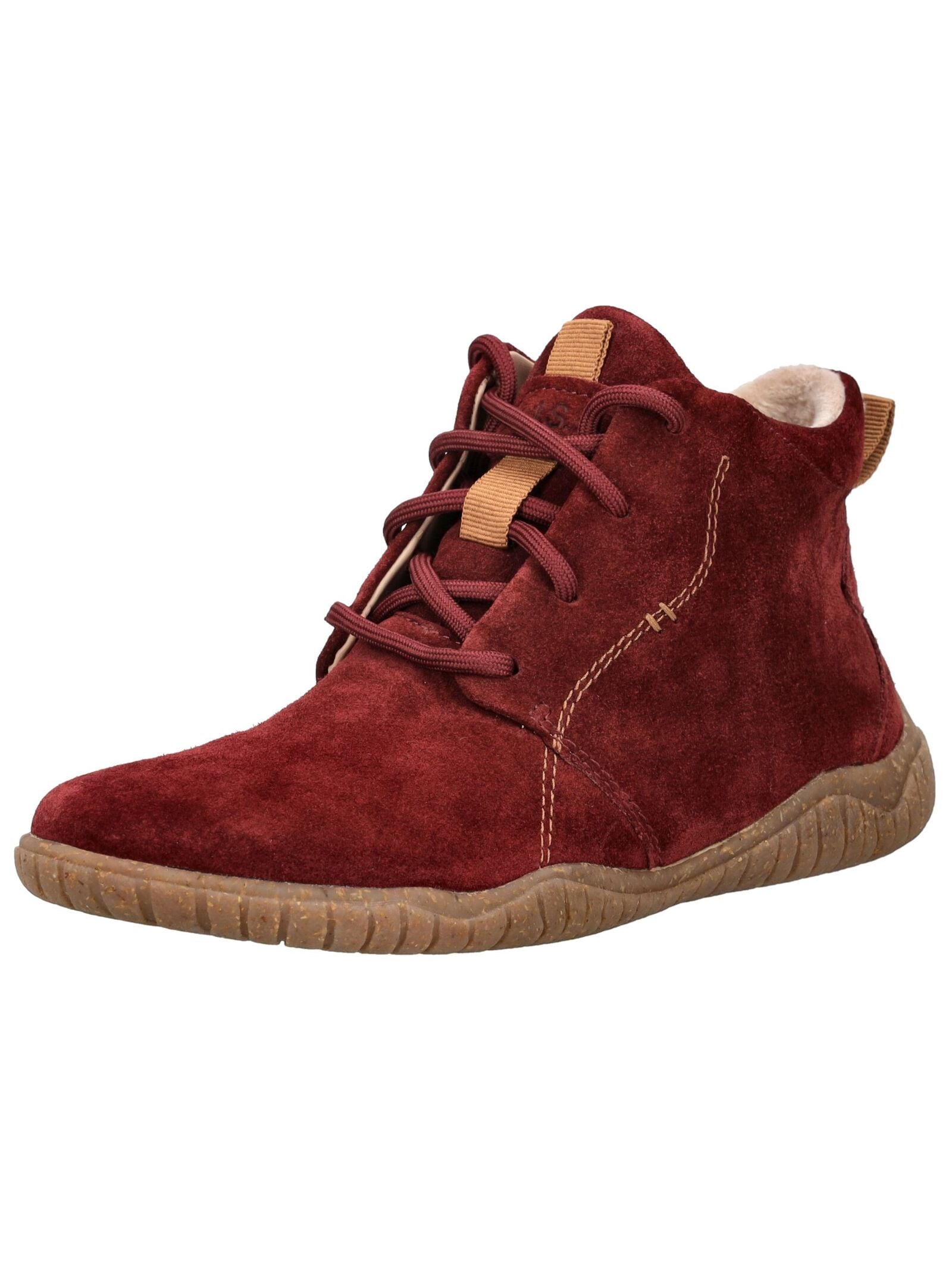 Schnürstiefelette JOSEF SEIBEL "Josef Seibel Stiefelette Veloursleder", Damen, Gr. 39, bordeaux, Veloursleder, Schuhe Schnürstiefelette