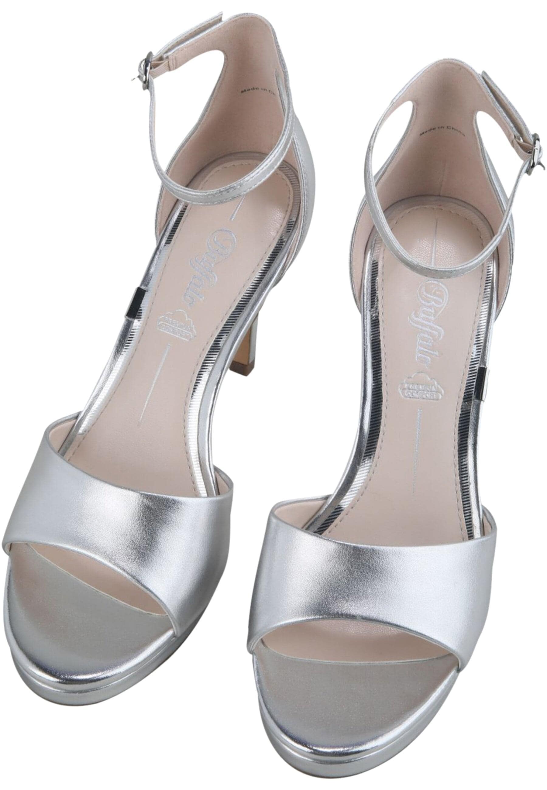 High-Heel-Pumps BUFFALO "Buffalo Damen Buffalo Ronja Vegan Nappa", Damen, Gr. 41, silber, Kunstfaser, unifarben, Schuhe
