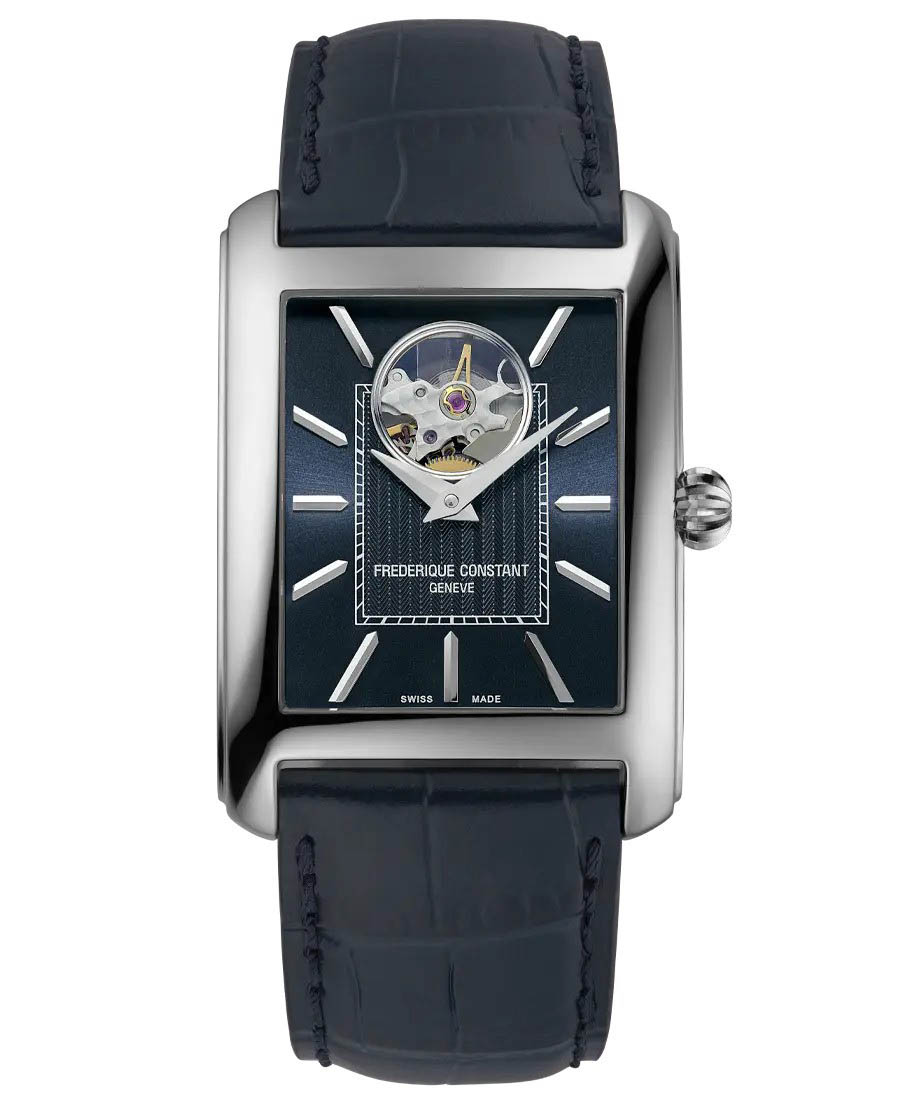 Frederique Constant Frédérique Carree Heart Beat Mens Blue Watch FC-311N4C26 Leather - One Size