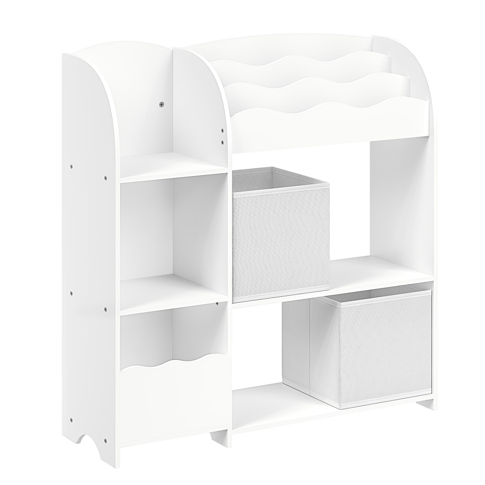Scaffale libreria per bambini con 2 ceste portagiochi bianco