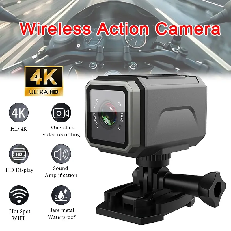 4K Ultra HD Action Kamera Drahtlose Wi-Fi Outdoor Wasserdicht Anti-shake Multifunktions Radfahren Recorder Mini Motorrad Cam Image