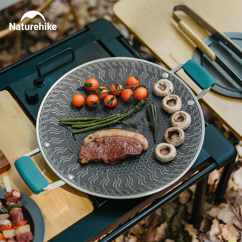 Naturehike BBQ Kochen Grill Pfanne Camping Picknick Antihaft Runde Bratpfanne Klapp Bratpfanne Outdoor Abendessen Grill Platte Image
