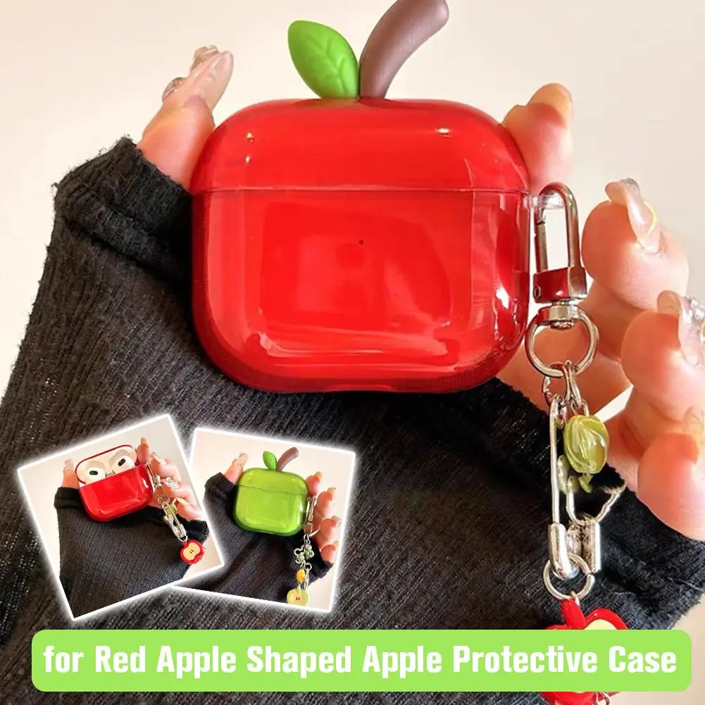 Hülle für AirPods Pro 2, für AirPods 4, weiche Abdeckung mit Riemen, modisches Accessoire für Baumzweig, für Apple, rot/grün, Kopfhörerhülle Image