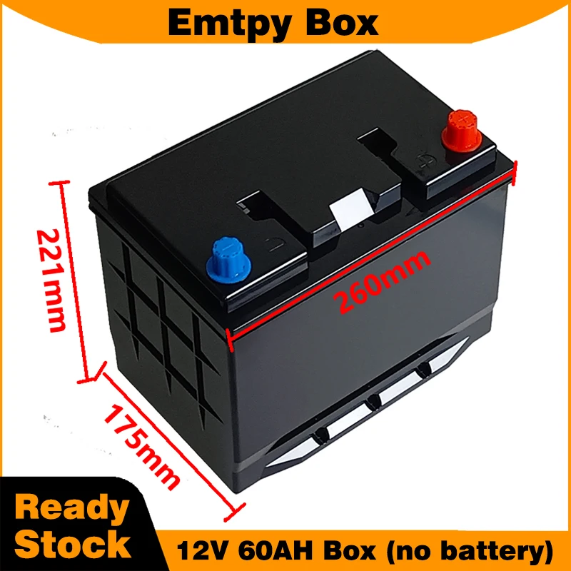 Leerer Batteriekasten 12 V 60 Ah mit Griff Typ für Auto-Starterbatterie, leere Kunststoffbox für 32650 LiFePO4, leeres Gehäuse, DIY-Reparatur Image