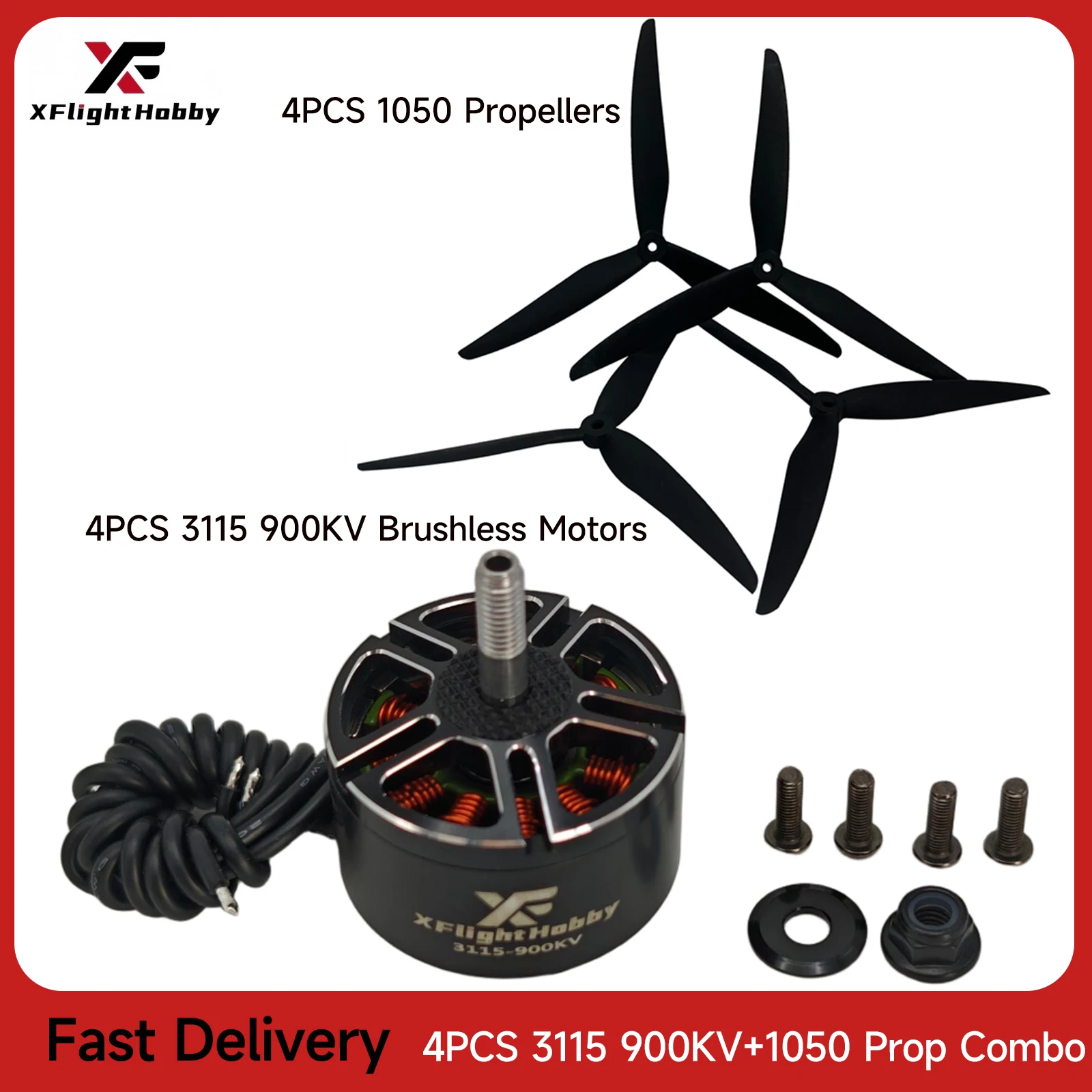 XFlight Hobby 3115 900KV 3-6S Brushless Motor with 1050 Propeller for RC X-Class FPV Freestyle Mark4 10inch Long Range Drone DIY