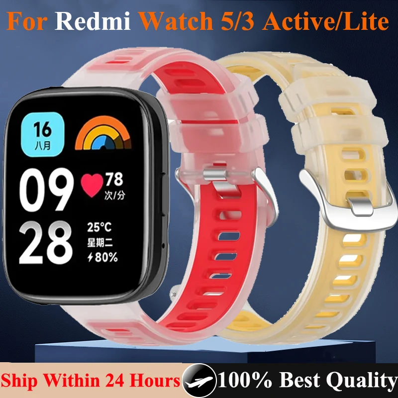 22 mm Jelly-Silikonarmband für Redmi Watch 3 Active/3 Lite Sport, transparentes Armband für Redmi Watch 5 Active/5 Lite Correa Image