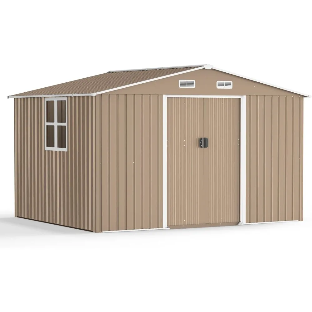 10FT x 8FT Outdoor Storage Shed,Waterproof Metal Tool Shed with Lockable Sliding Door and Air Vents,Metal Storage Shed for Gard