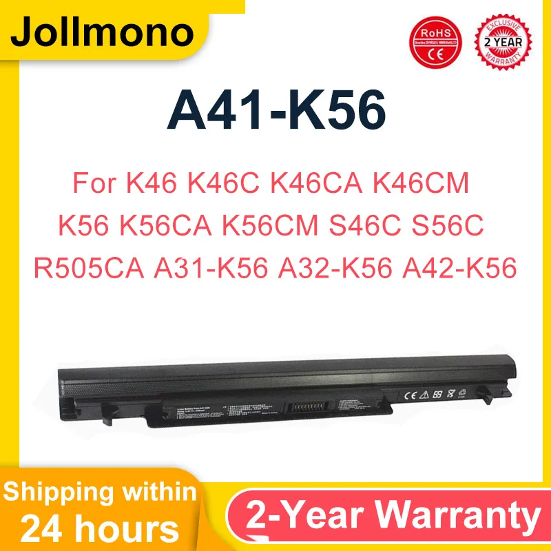 2950 mAh 15 V 44 Wh A41-K56 Laptop-Akku für ASUS K46 K46C K46CA K46CM K56 K56CA K56CM S46C S56C R505CA A32-K56 A42-K56 Notebook